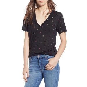 Rails Cara Black Rainbow Cactus Linen Tee
